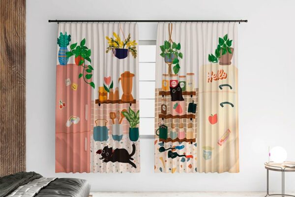 Штори в дитячу «Котик на кухні. Cat in the kitchen»