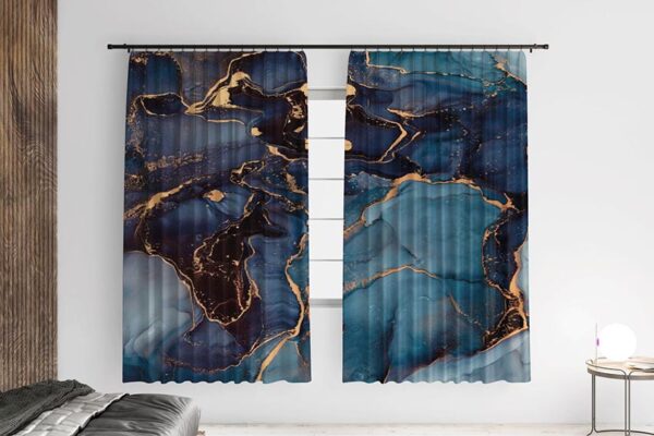 Штори з принтом «Мармур темно-синій. The marble is dark blue»