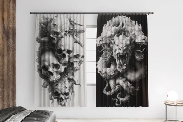 Штора з принтом «Черепи та дракони. Skulls and dragons»