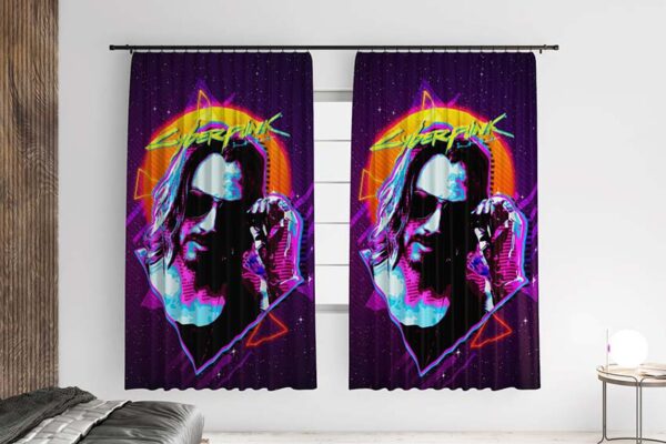 Штора з принтом «Кіберпанк. Кіану Рівз. Cyberpunk. Keanu Reeves»