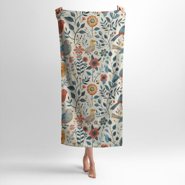 Рушник з принтом «Квіткова симфонія. Петриківський візерунок. Floral Symphony. Petrykivka pattern»