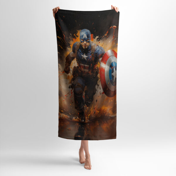 Рушник з принтом «Капітан Америка. Сильний захисник. Captain America. A strong defender»