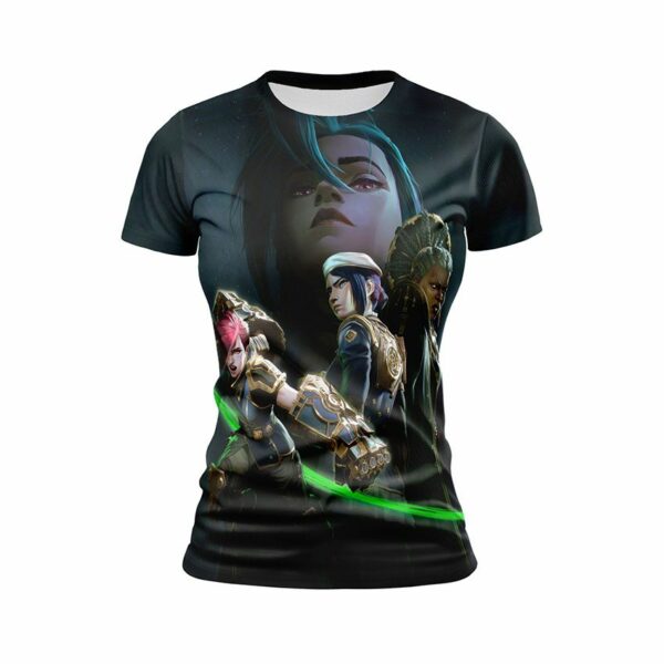 Футболка жіноча спортивна з принтом «Аркейн. Динаміка пригод. Arcane. Adventure Dynamics»