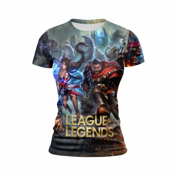 Футболка жіноча спортивна з принтом «Ліга Легенд. Фентезі битва. League of Legends. Fantasy Battle»