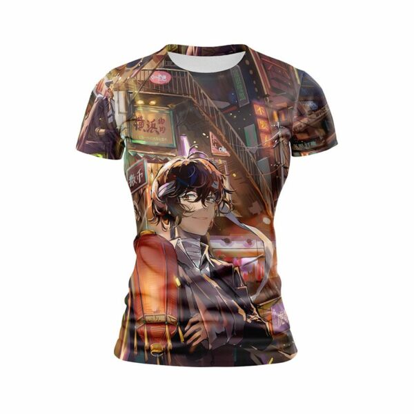 Футболка жіноча спортивна з принтом «Дазай та Чуя. Літературні генії Бродячі Пси. Dazai and Chuuya. Bungo Stray Dogs»