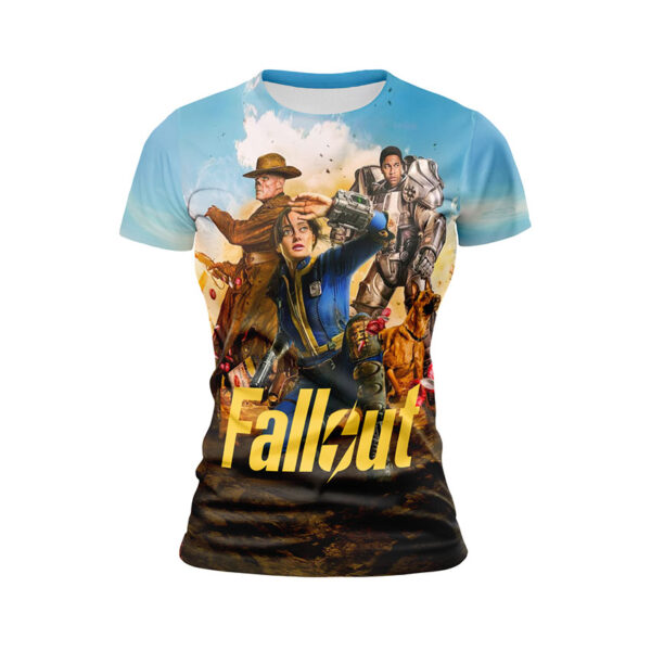 Футболка жіноча спортивна з принтом «Фоллаут. Гра. Персонажі. Fallout. Game. Characters»