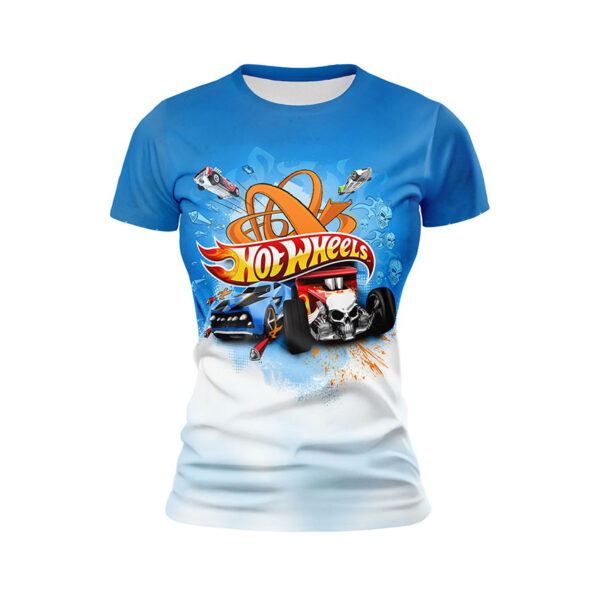 Футболка жіноча спортивна з принтом «Хот Вілс. Поєдинок. Hot Wheels»