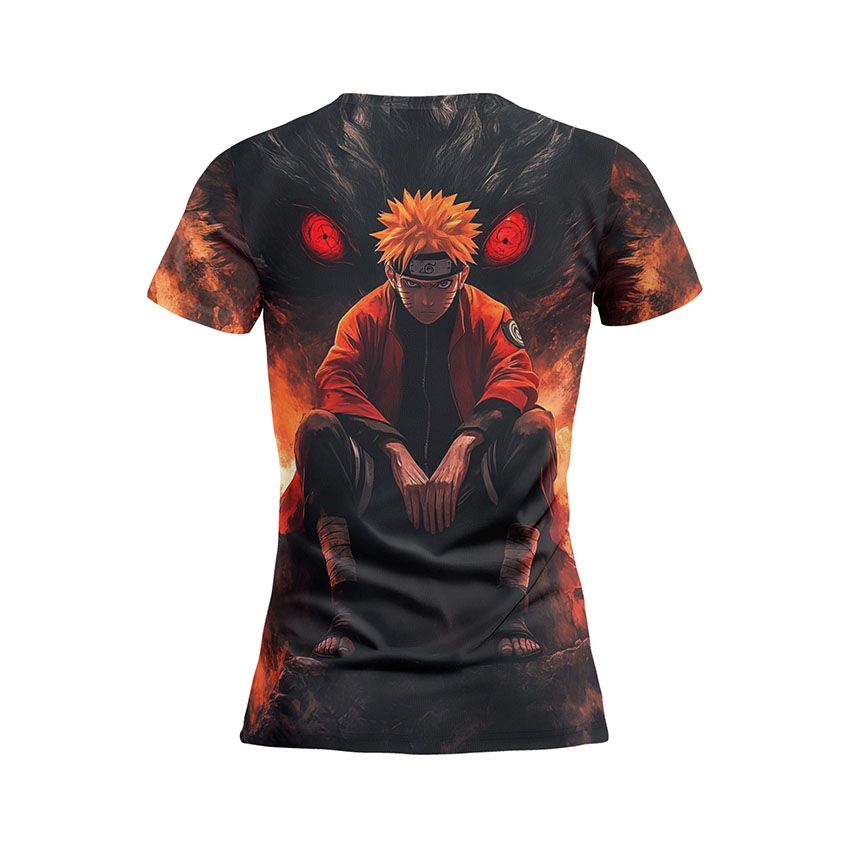 Футболка жіноча спортивна з принтом «Наруто. Сила вогню. Naruto. Fire Power»