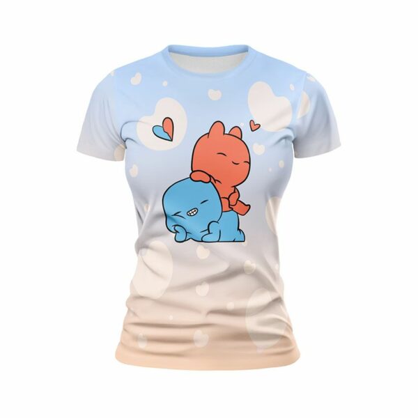 Футболка жіноча спортивна з принтом «Обійми любові. Серця. Love Hugs. Hearts»