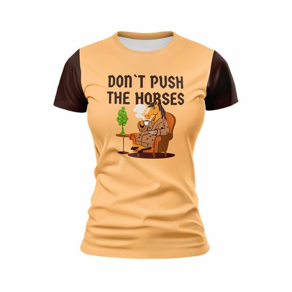 Футболка жіноча спортивна з принтом «Донт пуш зе хорсес. Усик. Мем. Don’t Push the Horses. Usyk Meme»