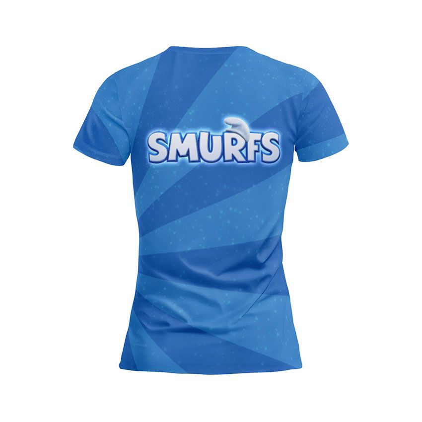 Футболка женская спортивная с принтом «Стильная Смурфетта. Смурфики. Stylish Smurfette. Smurfs»