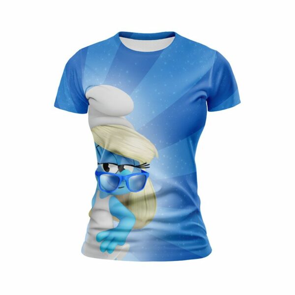 Футболка жіноча спортивна з принтом «Стильна Смурфетта. Смурфики. Stylish Smurfette. Smurfs»