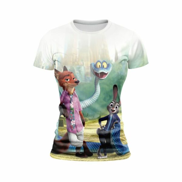 Футболка жіноча спортивна з принтом «Зоотрополіс 2. Веселі пригоди. Zootopia 2. Fun adventures»