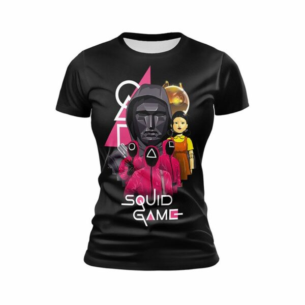 Футболка жіноча спортивна з принтом «Гра в кальмара. Лідер гри. Squid Game. Game Leader»