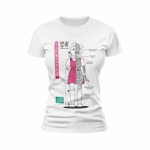 Футболка жіноча спортивна з принтом «Смертельна лялька. Гра в кальмара. Deadly Doll. Squid Game»